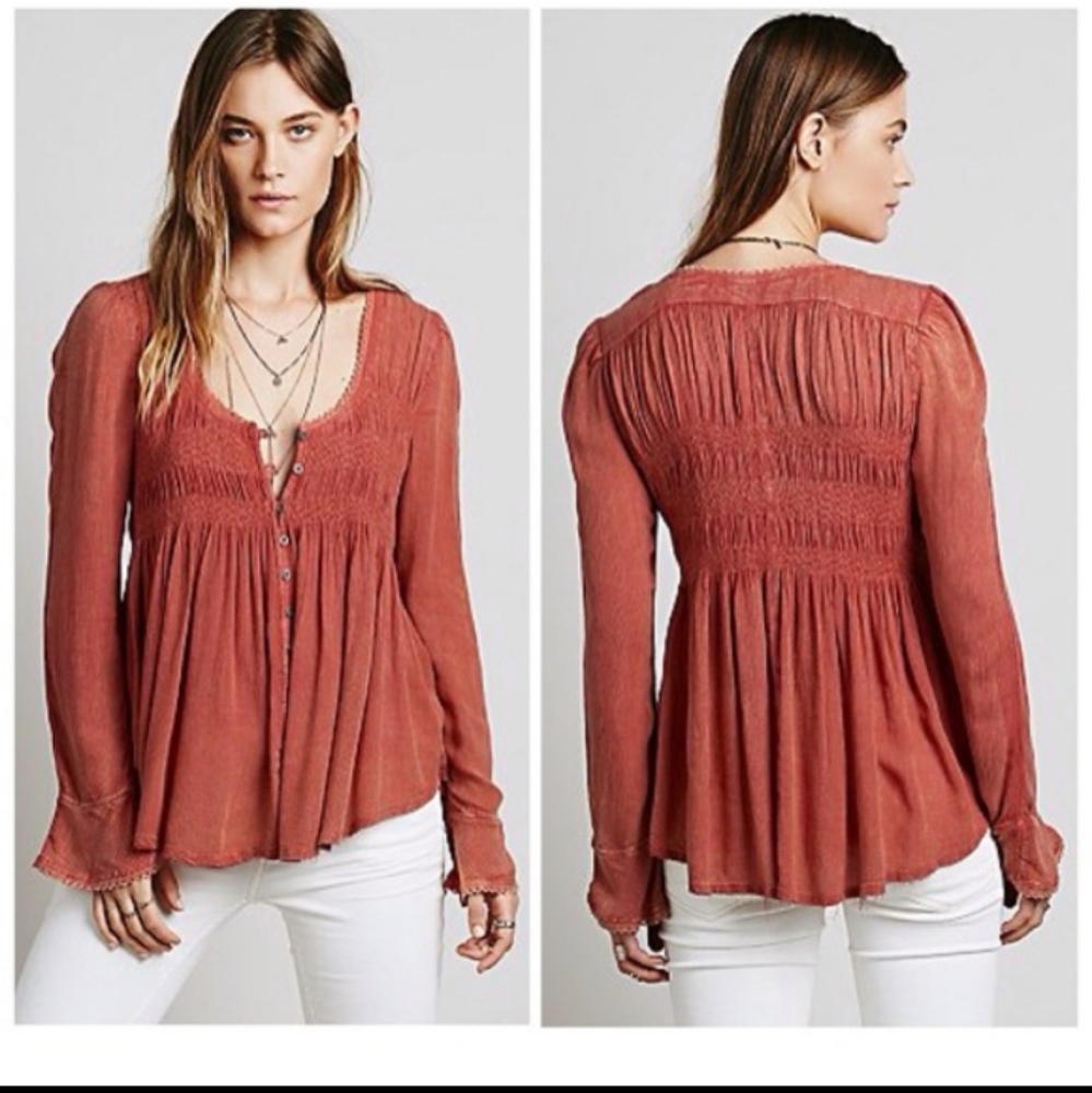 Free people  Blue Bird boho baby doll tunic